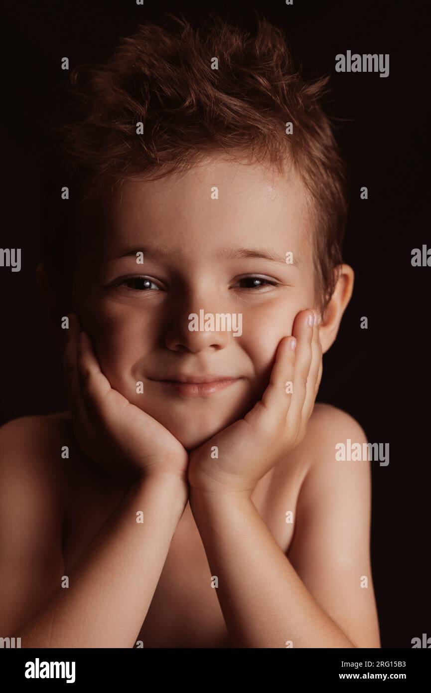 portrait of a cute happy preschool boy child Stock Photo - Alamy