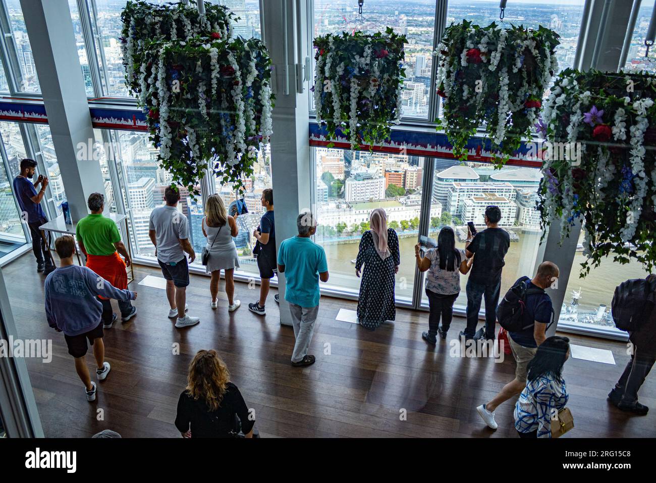 Visitors at the View From The Shard observation deck, The Shard, London