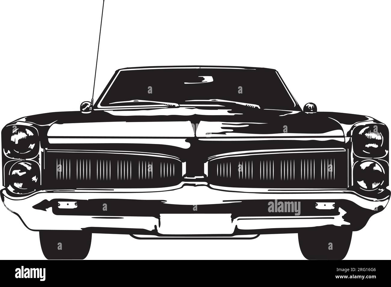 Vintage american muscle car from late 1960s front view vector illustration Stock Vector