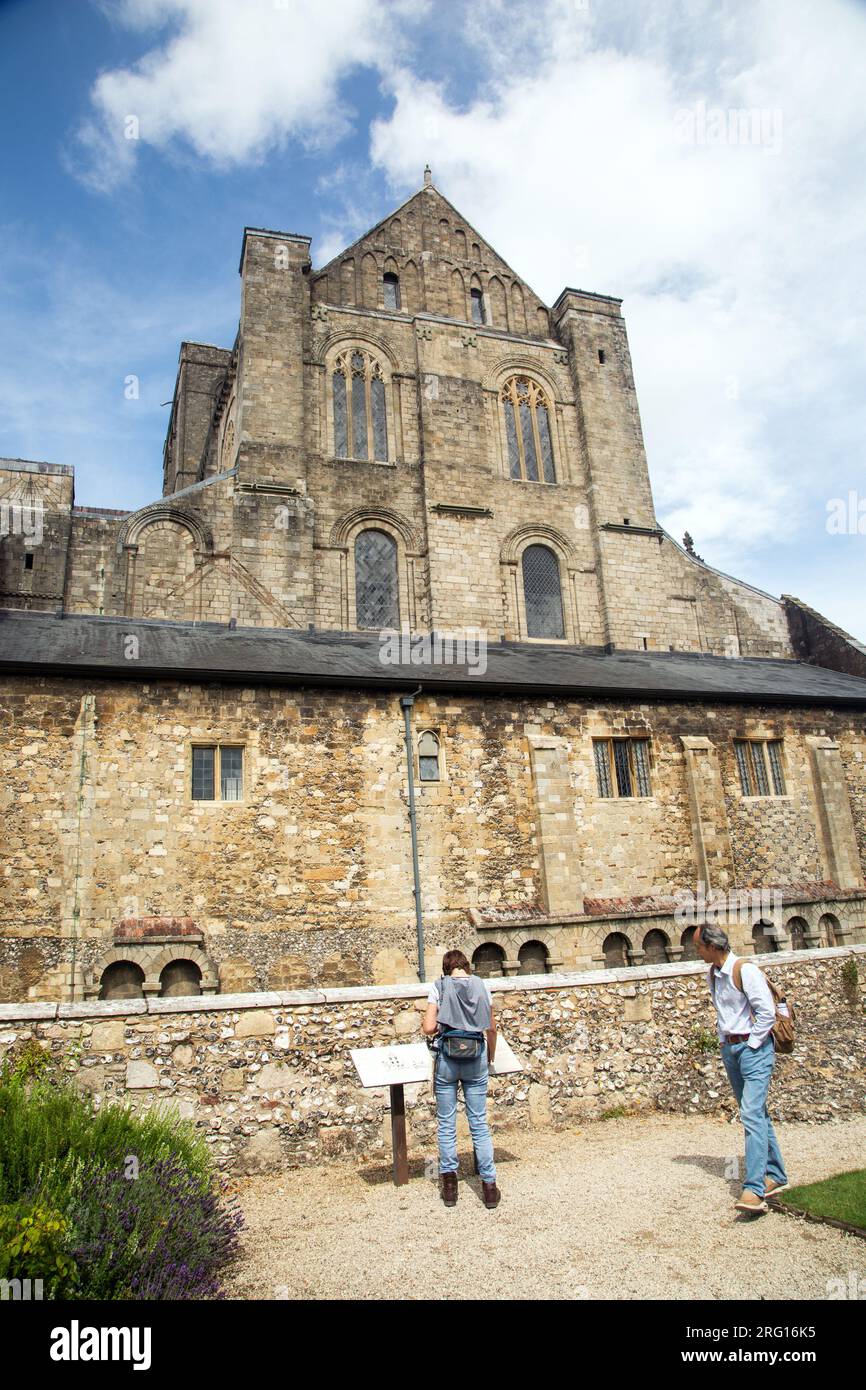 Exterior view of the west side of Winchester cathedral in the Hampshire city of  Winchester Stock Photo