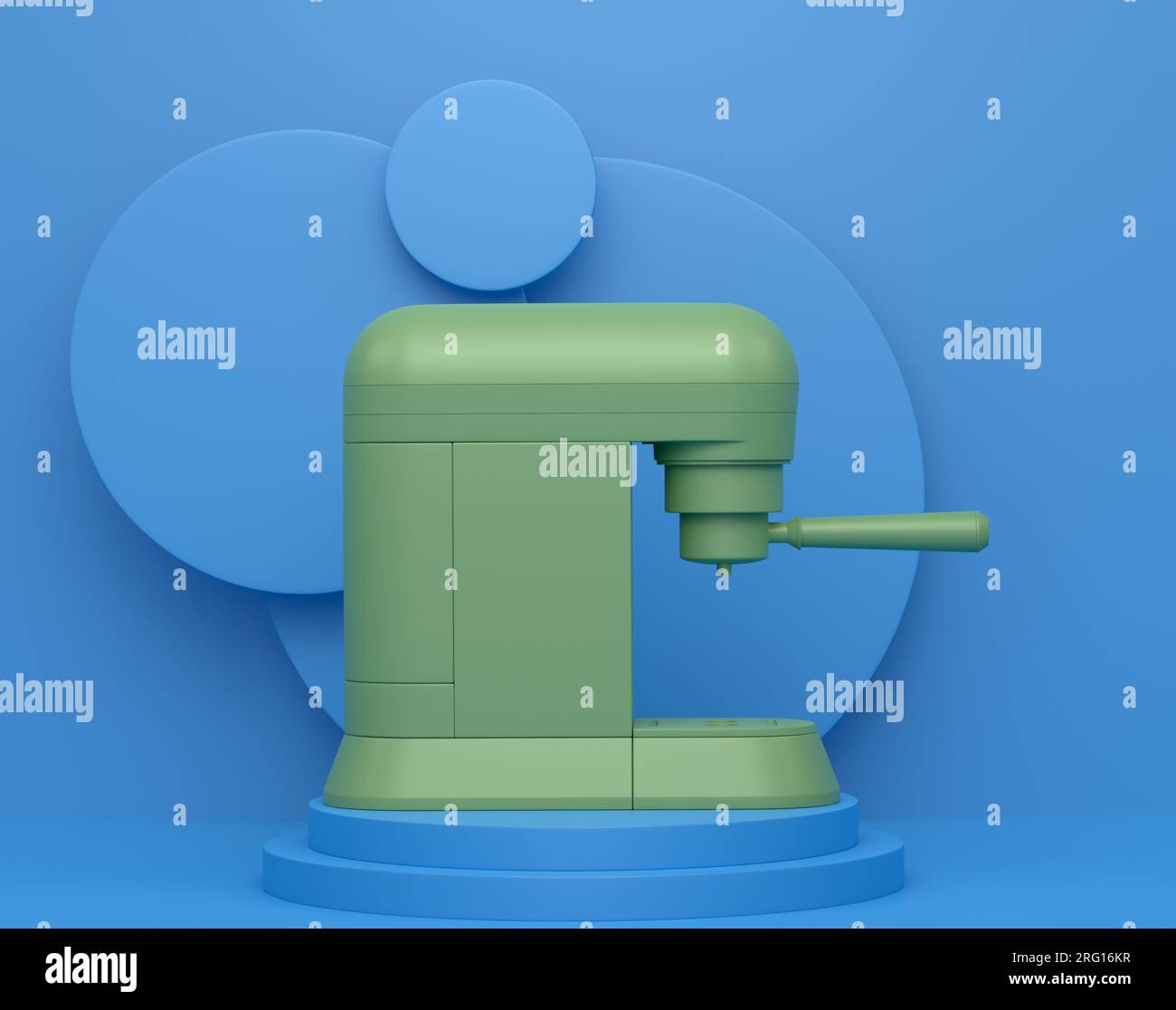 Abstract scene or podium with espresso coffee machine on monochrome ...