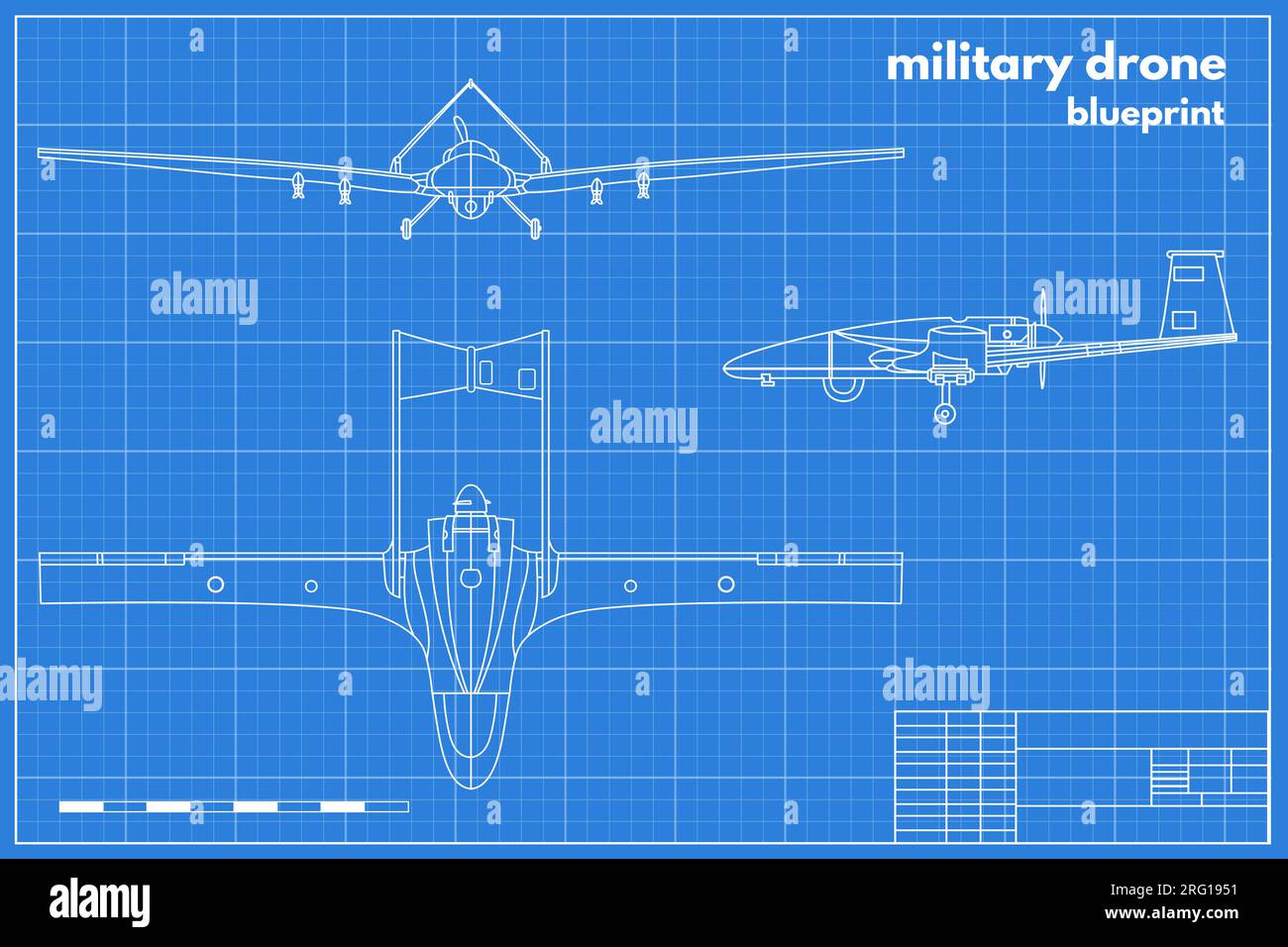 Military drone blueprint. Turkish uav for spy intelligence war attack, fly  weapon combat army airplane with missile, wireframe industrial drawing side  view neat vector illustration Stock Vector Image & Art - Alamy