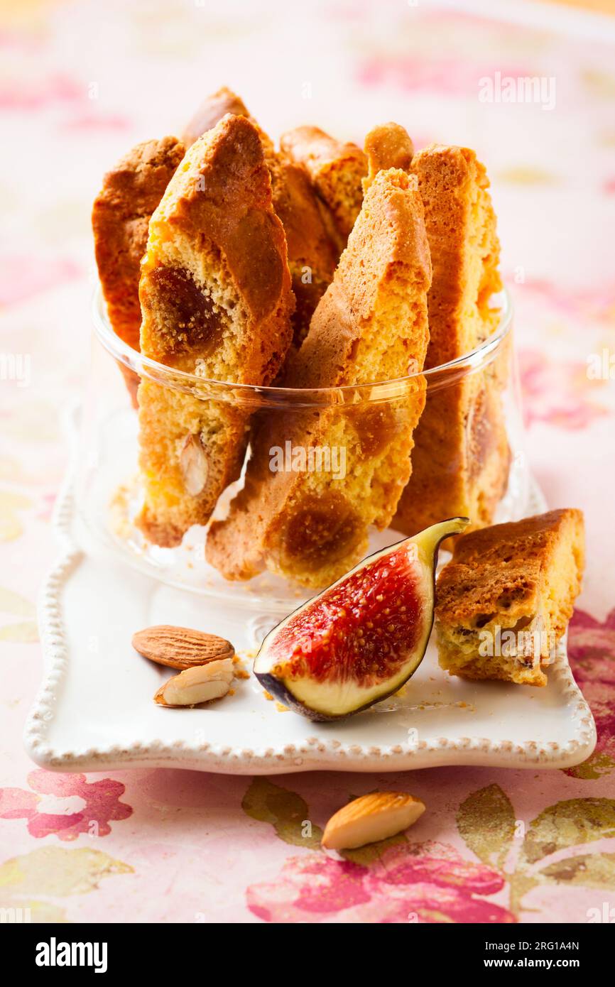 Biscotti with fig and nuts Stock Photo Alamy