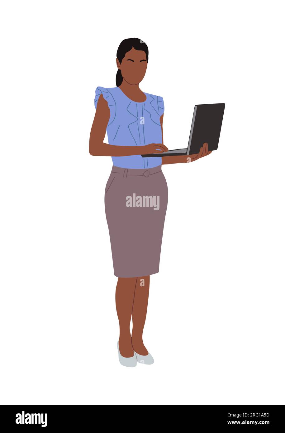 Business woman working at laptop vector isolated Stock Vector Image ...