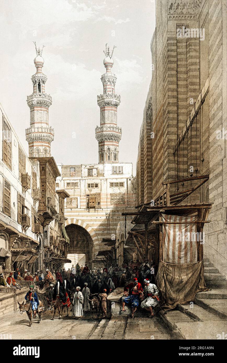 Minarets and grand entrance of the Metwaleys at Cairo illustration by