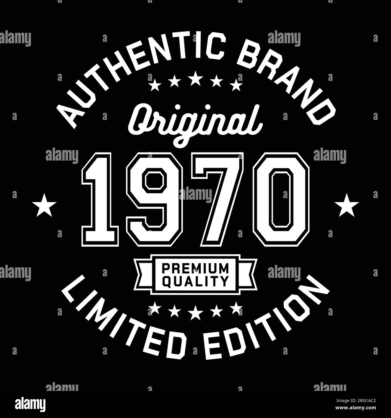 1970 Authentic brand. Apparel fashion design. Graphic design for t-shirt. Vector and illustration. Stock Vector