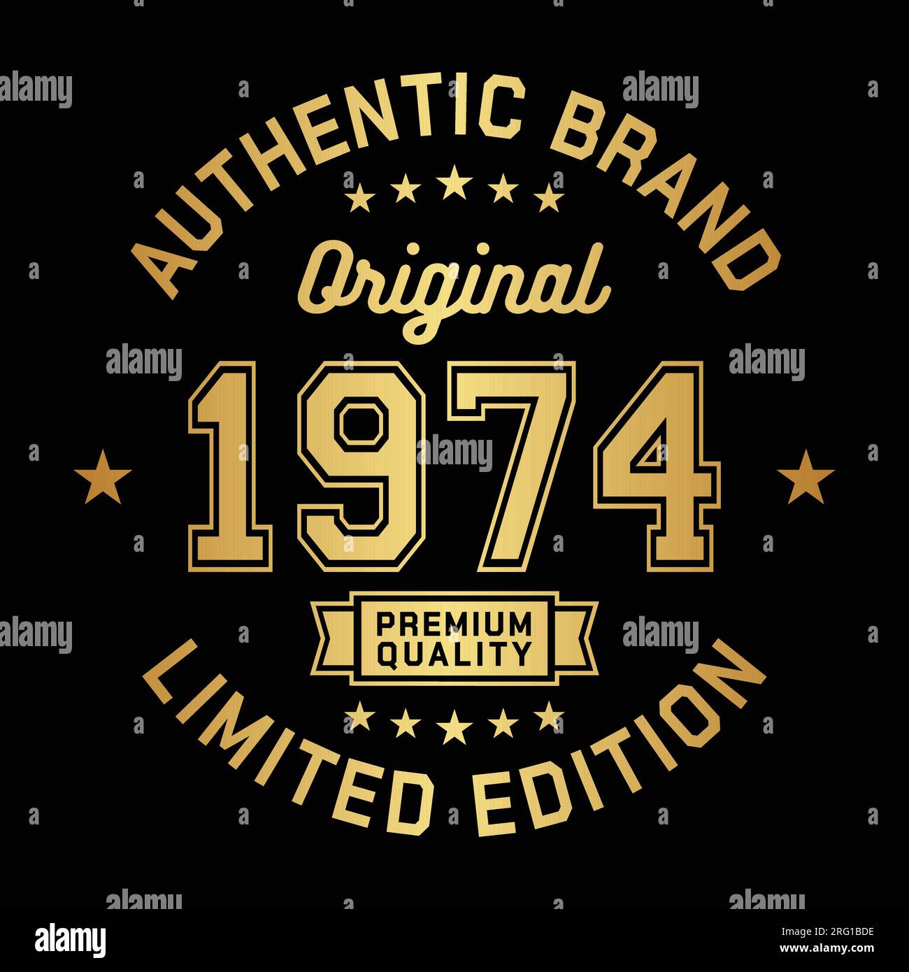 1974 Authentic brand. Apparel fashion design. Graphic design for t-shirt. Vector and illustration. Stock Vector
