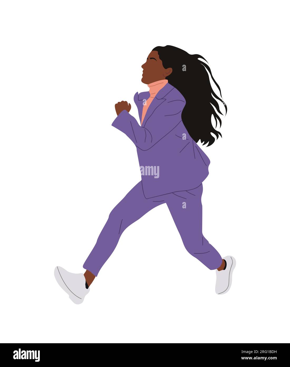 Black business woman running vector art isolated Stock Vector Image ...