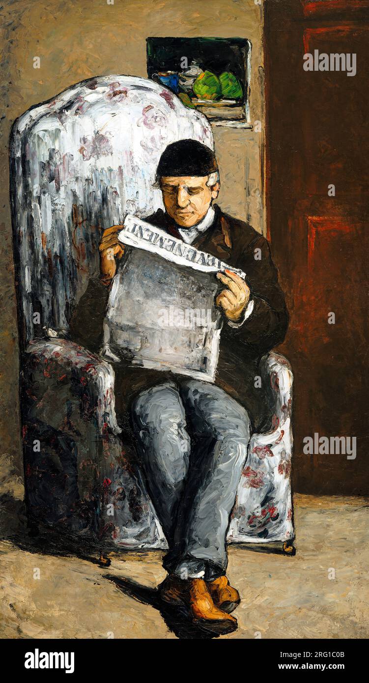 The Artist's Father, Reading Evenement by Paul Cezanne. Original from The National Gallery of Art. Stock Photo