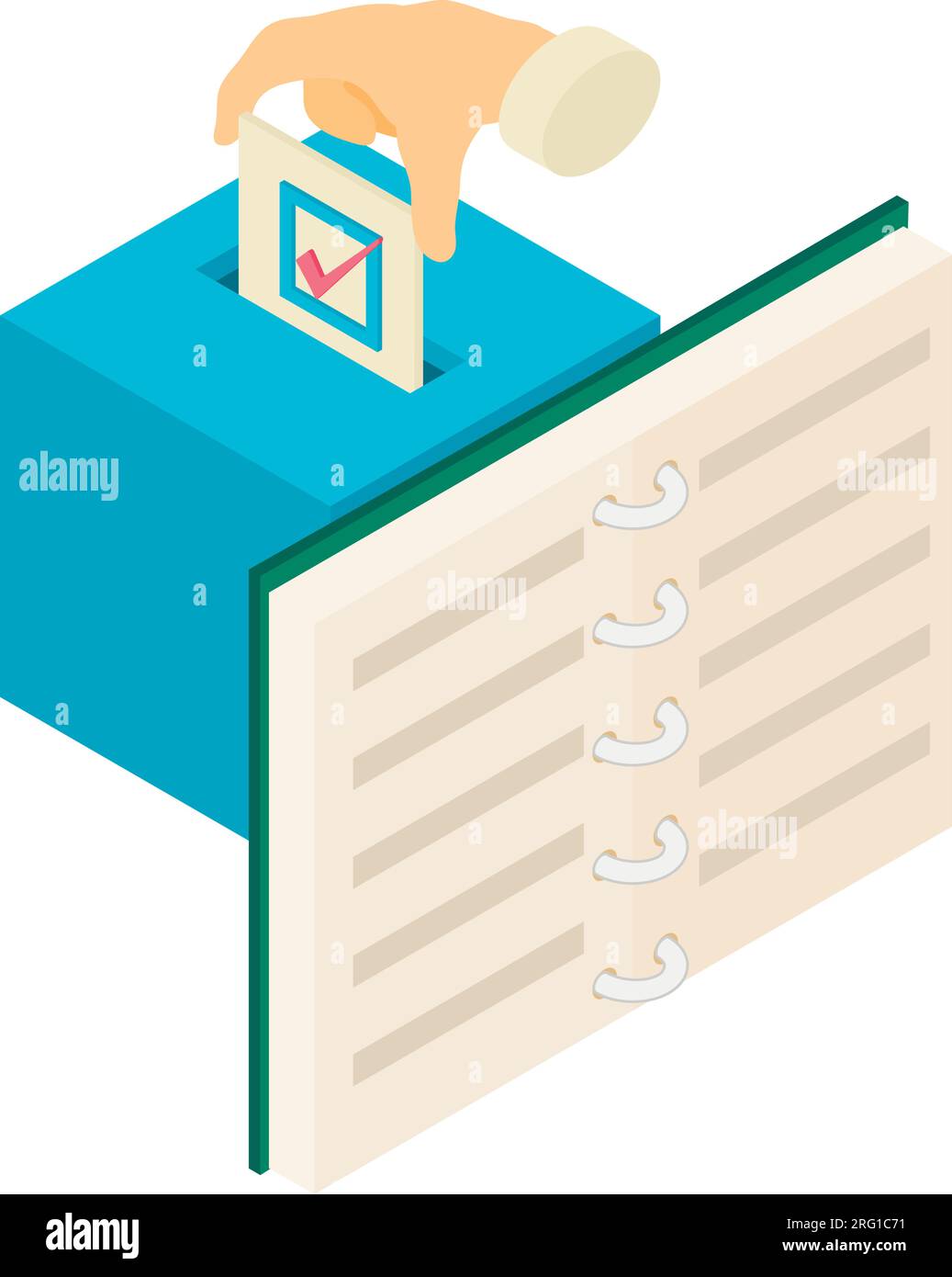 Voting icon isometric vector. Human hand putting vote paper in ballot ...