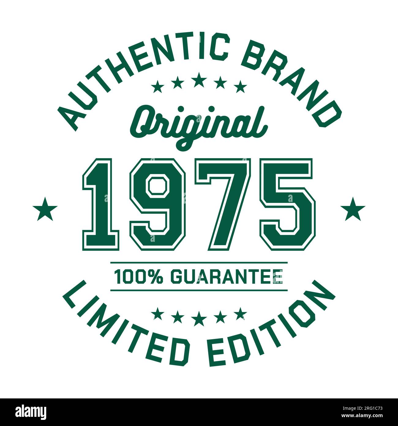 1975 Authentic brand. Apparel fashion design. Graphic design for t-shirt. Vector and illustration. Stock Vector