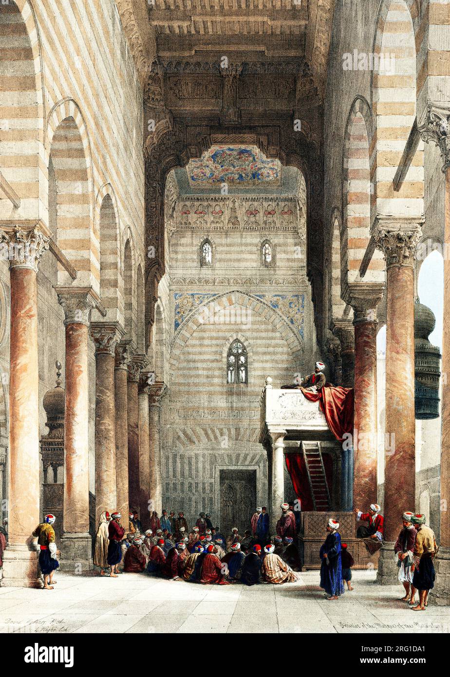 Interior of the mosque of the Metwalys (Metwalis) illustration by David Roberts. Original from The New York Public Library. Stock Photo