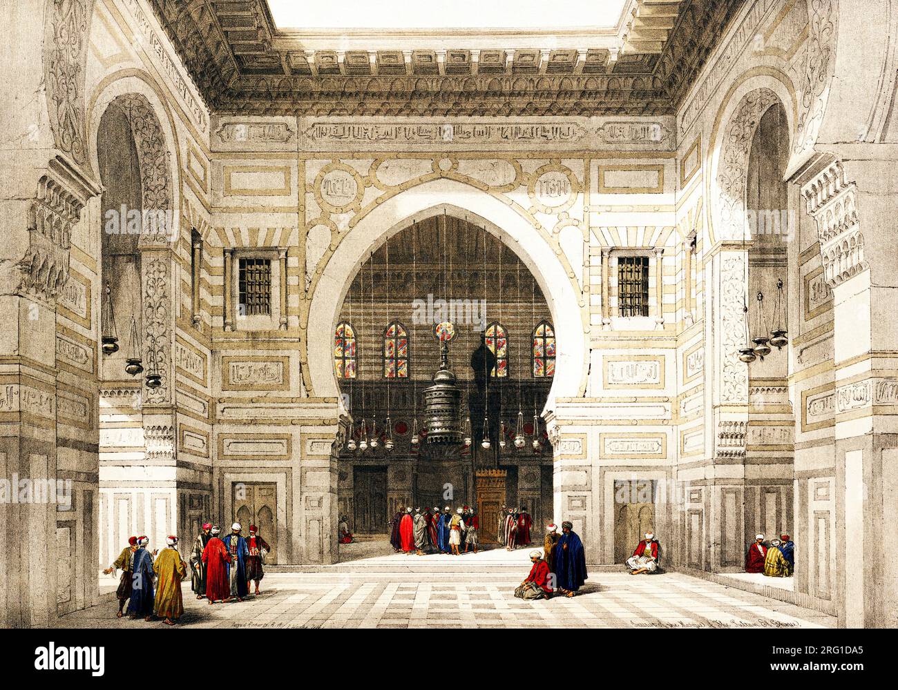 Interior of the mosque of the Sultan the Ghoree illustration by David Roberts . Original from The New York Public Library. Stock Photo