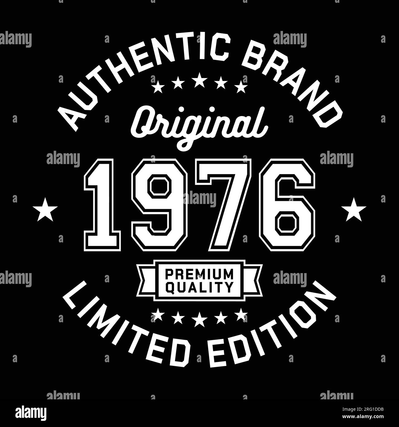 1976 Authentic brand. Apparel fashion design. Graphic design for t-shirt. Vector and illustration. Stock Vector