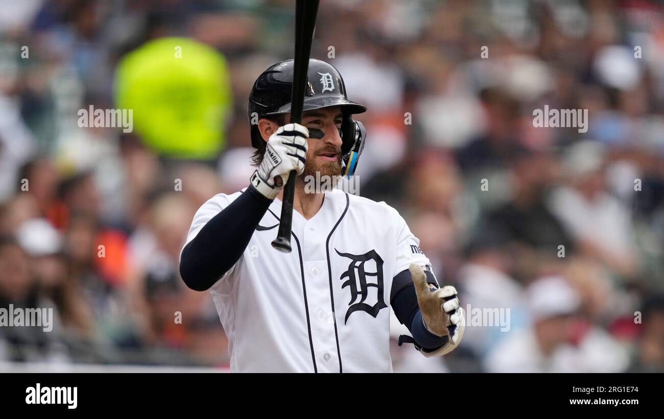 Detroit Tigers' Eric Haase plays during a baseball game, Sunday