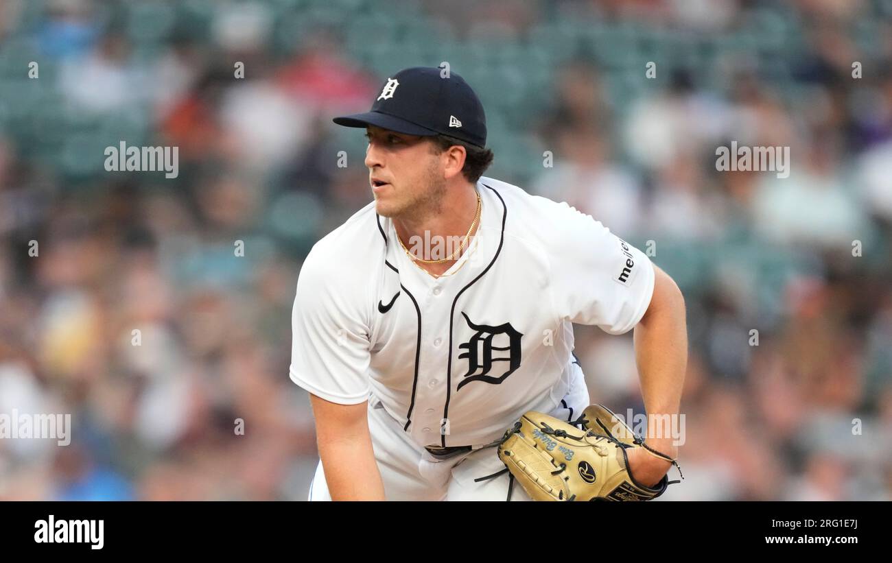 Detroit Tigers relief pitcher Beau Brieske (4) throws against the  Cincinnati Reds in the third inning of a baseball game, Tuesday, Sept. 12,  2023, in Detroit. (AP Photo/Paul Sancya Stock Photo - Alamy