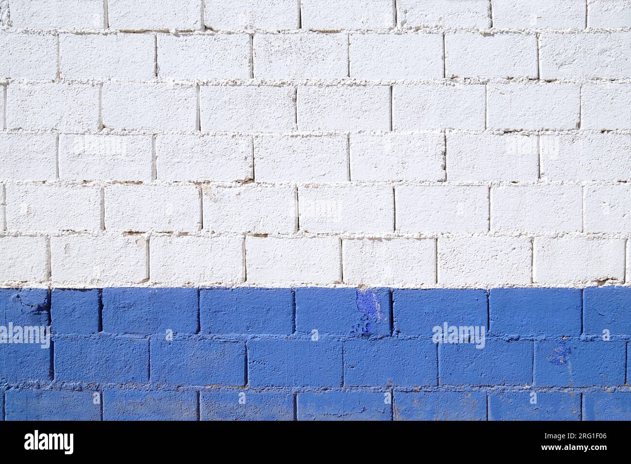 White and blue brick wall Stock Photo