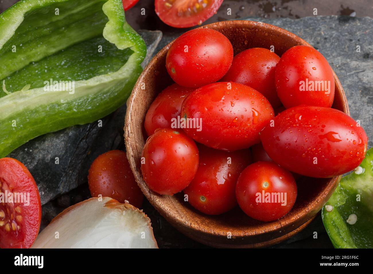 fresh red tomatoes and pepper Stock Photo