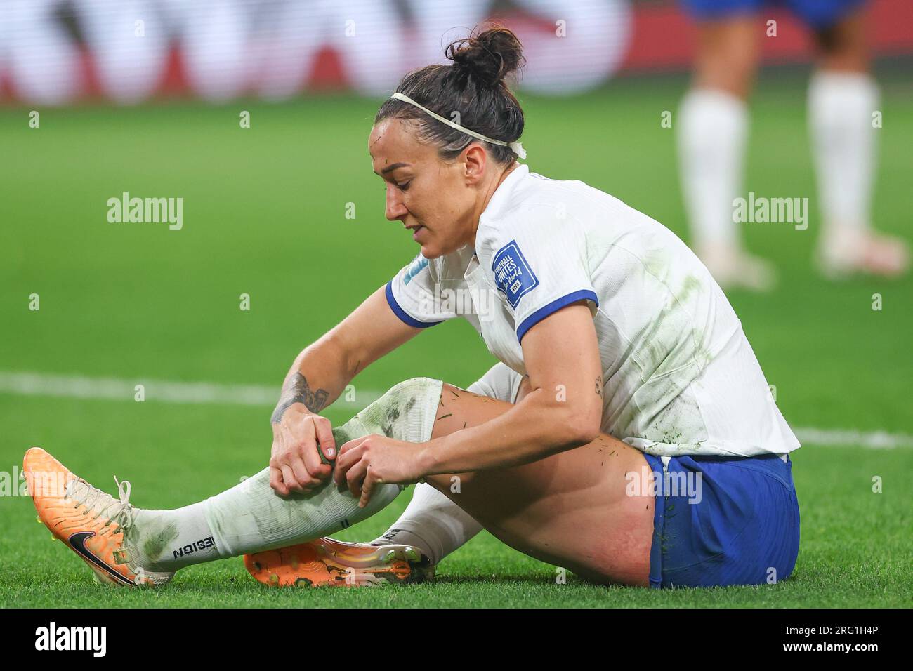 Lucy Bronze #2 of England fixes her socks during the FIFA Women's World ...