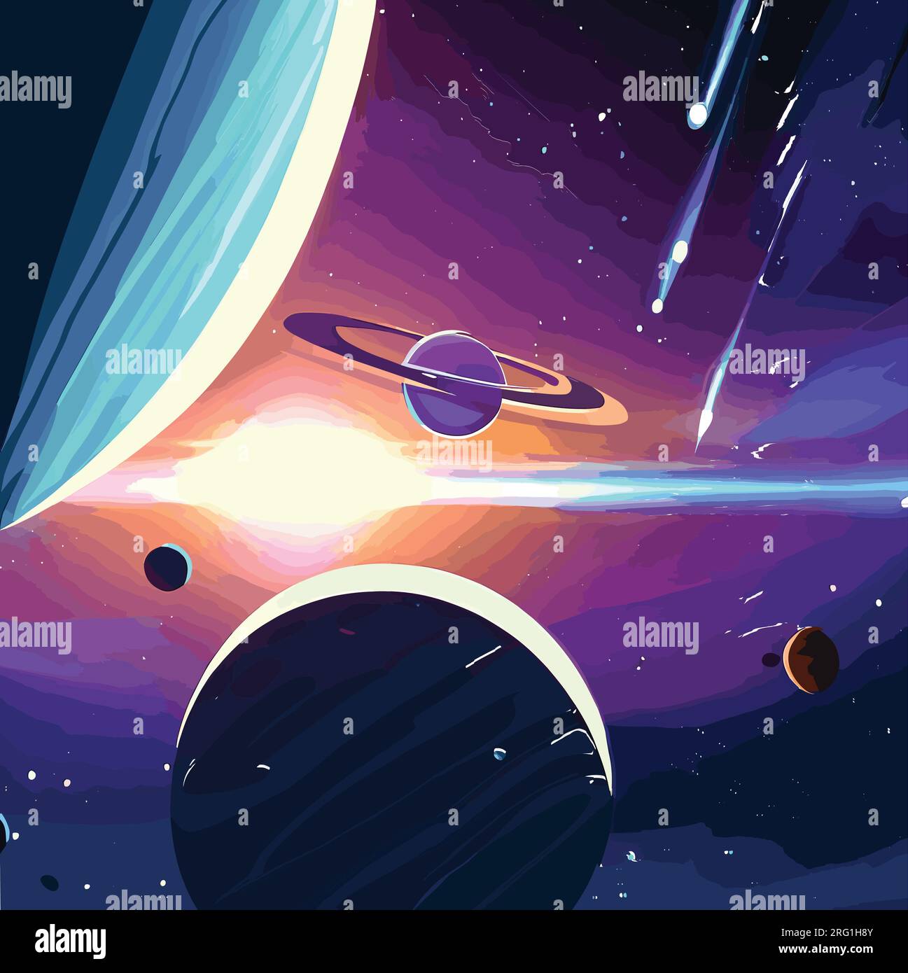 Flat illustration of the outer space Stock Vector