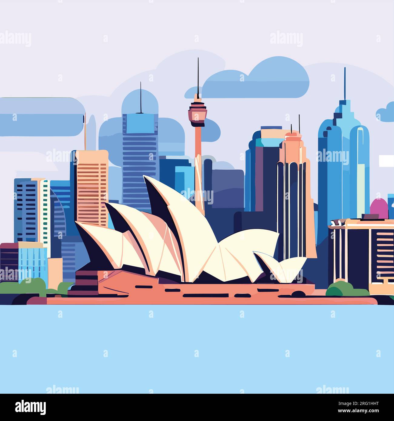 Modern flat vector illustration of Sydney city skyline background Stock ...