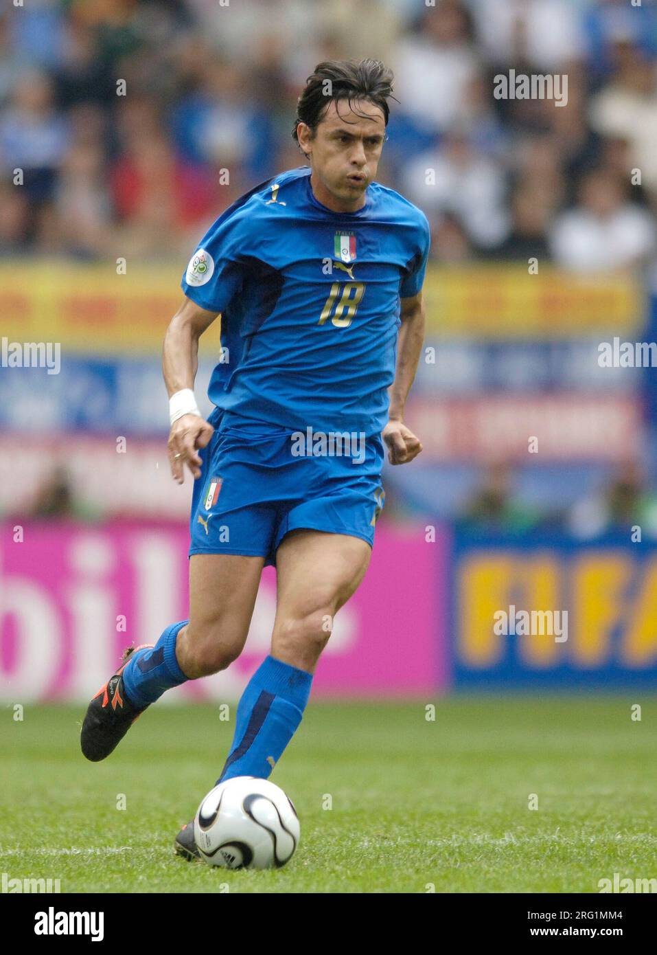 ARCHIVE PHOTO: Filippo INZAGHI Will be 50 years old on August 9, 2023, Filippo 'Pippo' INZAGHI, ITA, action with ball, individual action, preliminary round, Czech Republic (CZE) - Italy (ITA) 0:2, on June 22, 2006 in Hamburg; Soccer World Cup 2006 FIFA World Cup 2006, from 09.06. - 09.07.2006 in Germany ?Sven Simon # Princess-Luise-Str. 41 # 45479 M uelheim/R uhr # tel. 0208/9413250#fax. 0208/9413260 # Account 1428150 Commerzbank Essen BLZ 36040039 # www.SvenSimon.net. Stock Photo