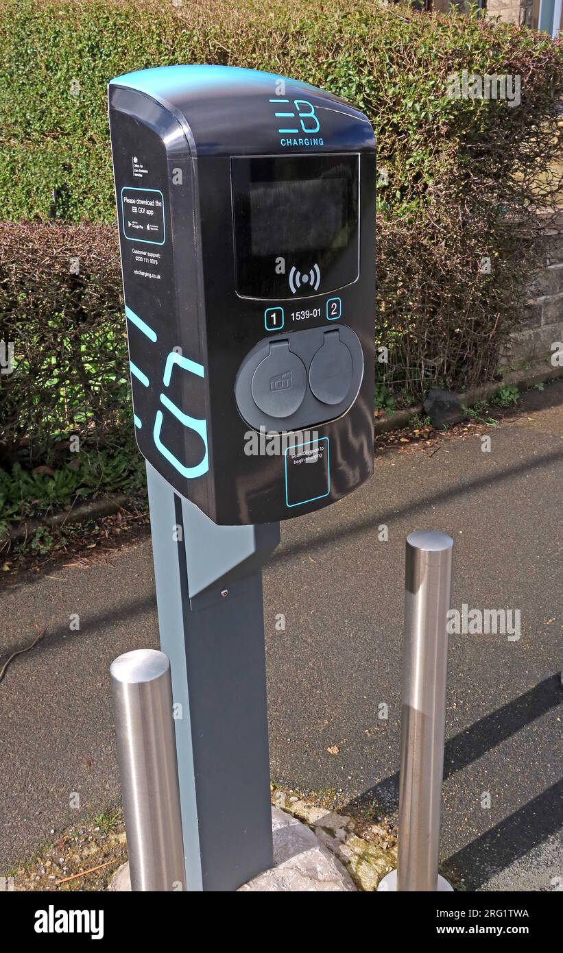 EBGO EV charger, Heptonstall village, Hebden Bridge , Yorkshire, England, UK Stock Photo