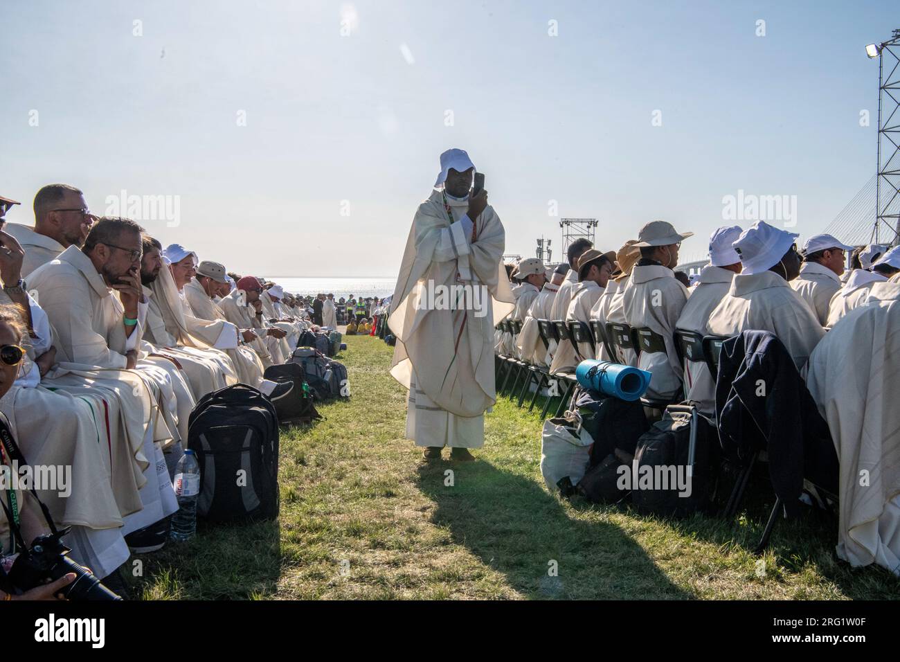 Lisbon, Portugal. 06th Aug, 2023. Several priests gather during the so-called Missioning Mass, which marks the end of the WYD 2023 event. It was a celebration led by Pope Francis I to conclude the WYD Lisbon 2023. Before the end of the Mass, the Holy Father announced Seoul in South Korea as the next city to host the next edition of the religious meeting. Credit: SOPA Images Limited/Alamy Live News Stock Photo