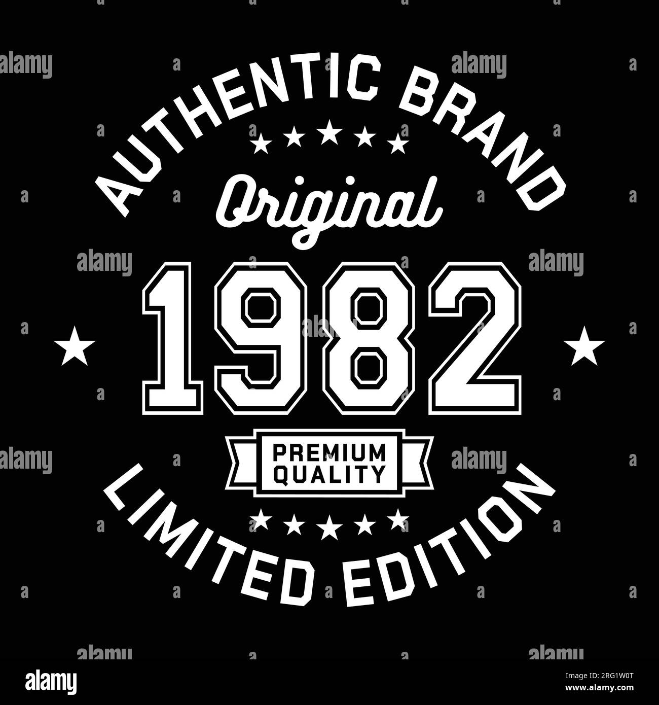 1982 Authentic brand. Apparel fashion design. Graphic design for t-shirt. Vector and illustration. Stock Vector