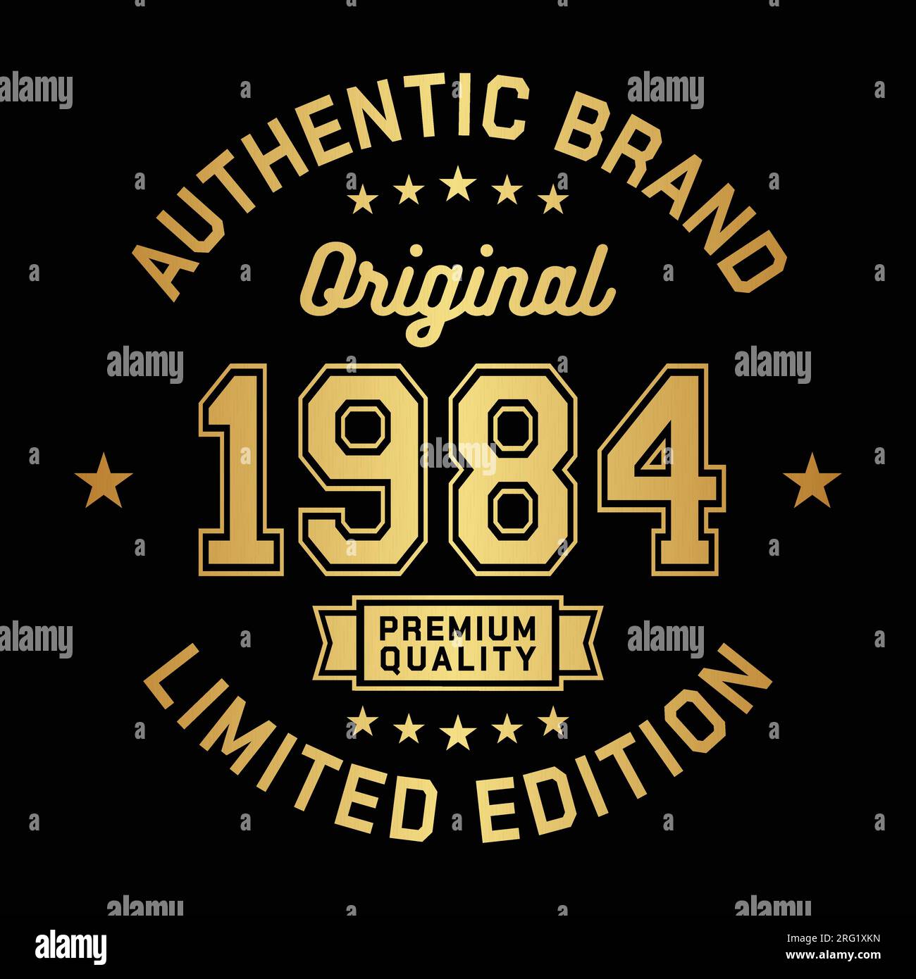 1984 Authentic brand. Apparel fashion design. Graphic design for t-shirt. Vector and illustration. Stock Vector