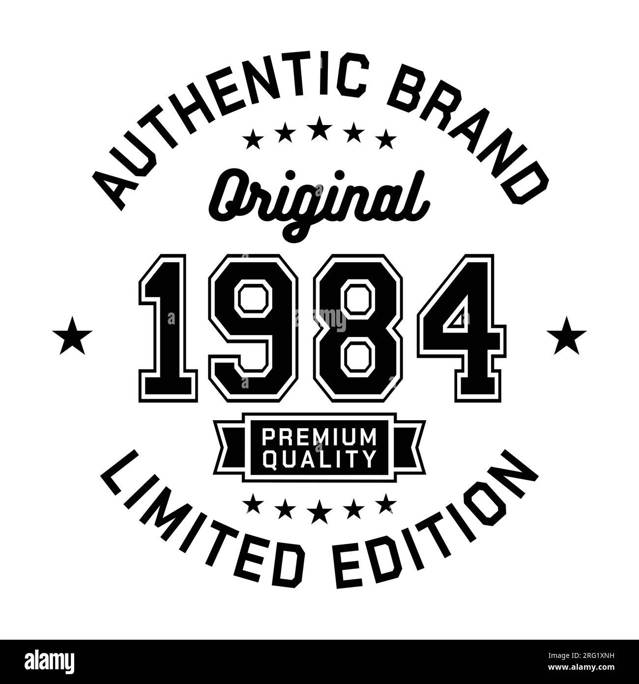 1984 Authentic brand. Apparel fashion design. Graphic design for t