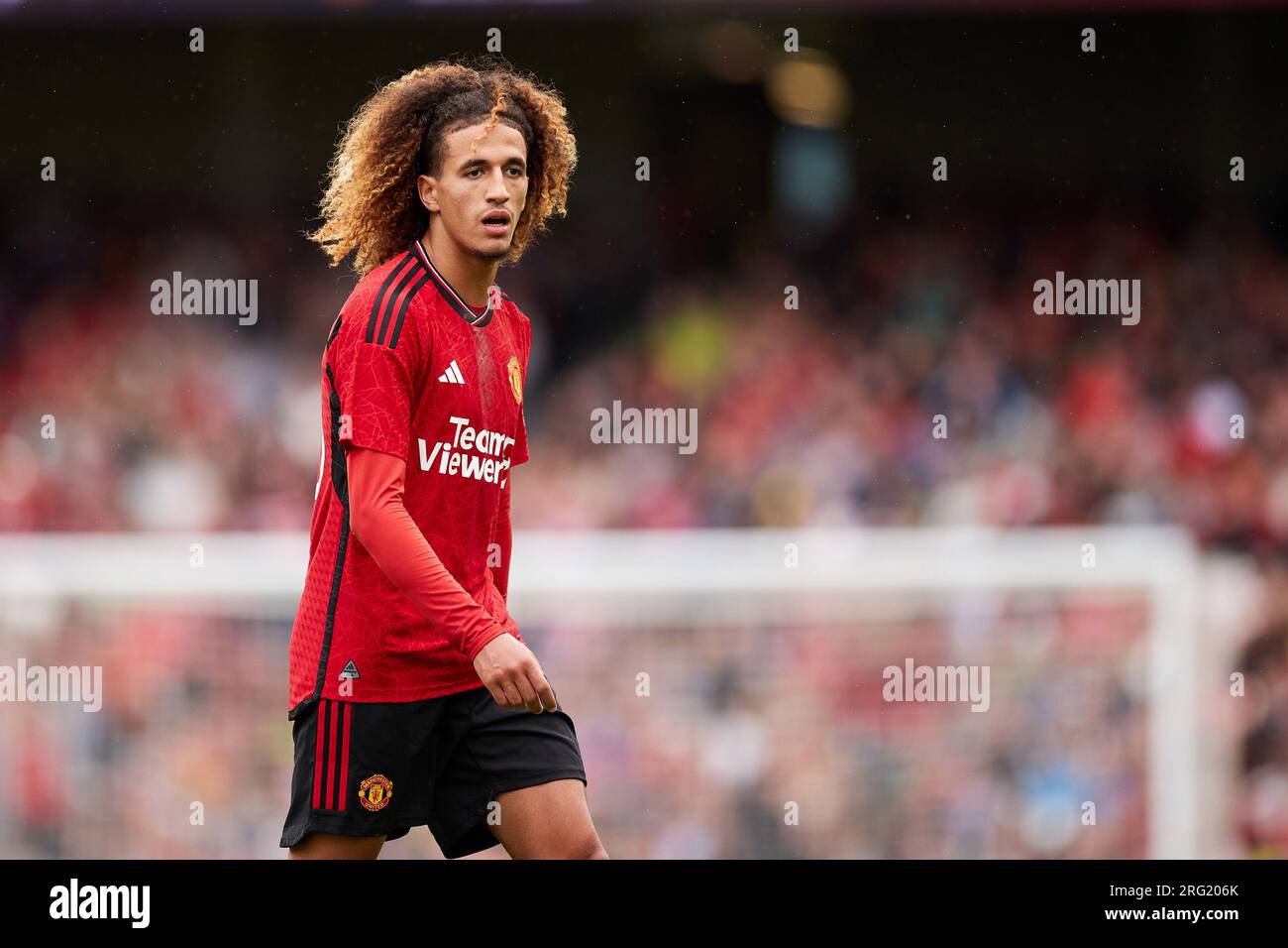 Dublin, Ireland, August 6, 2023, Hannibal Mejbri of Manchester United during the pre-season friendly football match between Manchester United and Athletic Club on August 6, 2023 at Aviva Stadium in Dublin, Ireland Stock Photo