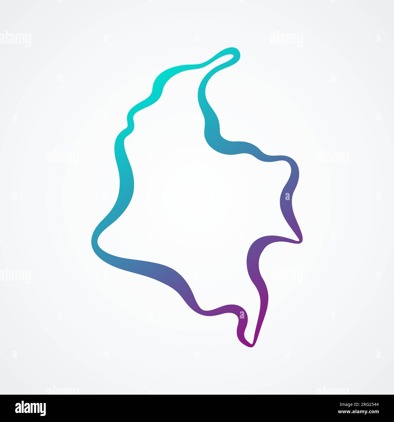 Outline map of Colombia with blue-purple gradient. Stock Vector
