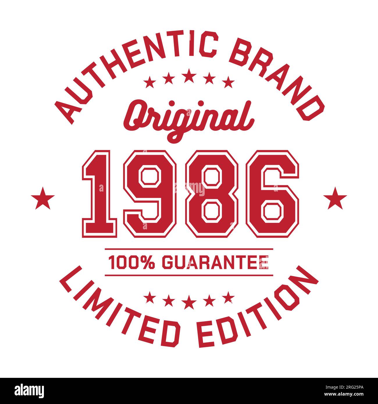 1986 Authentic brand. Apparel fashion design. Graphic design for t-shirt. Vector and illustration. Stock Vector