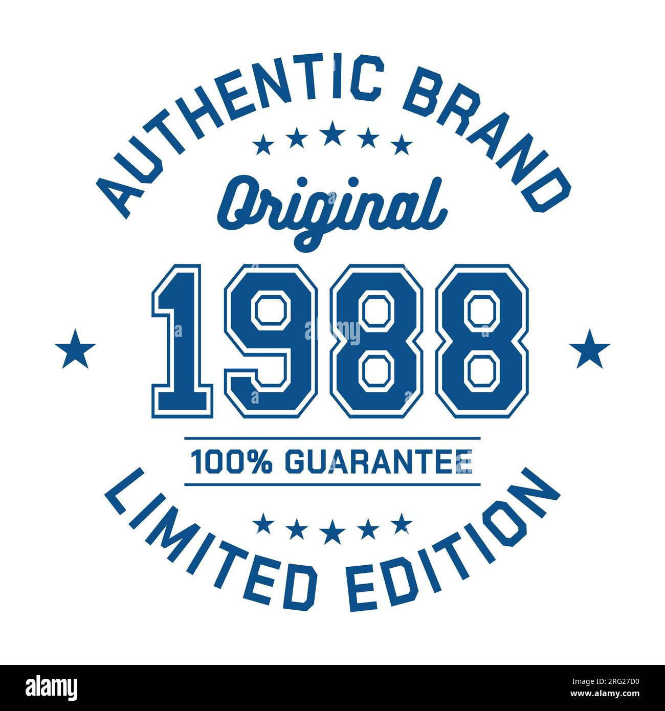 1988 Authentic brand. Apparel fashion design. Graphic design for t-shirt. Vector and illustration. Stock Vector
