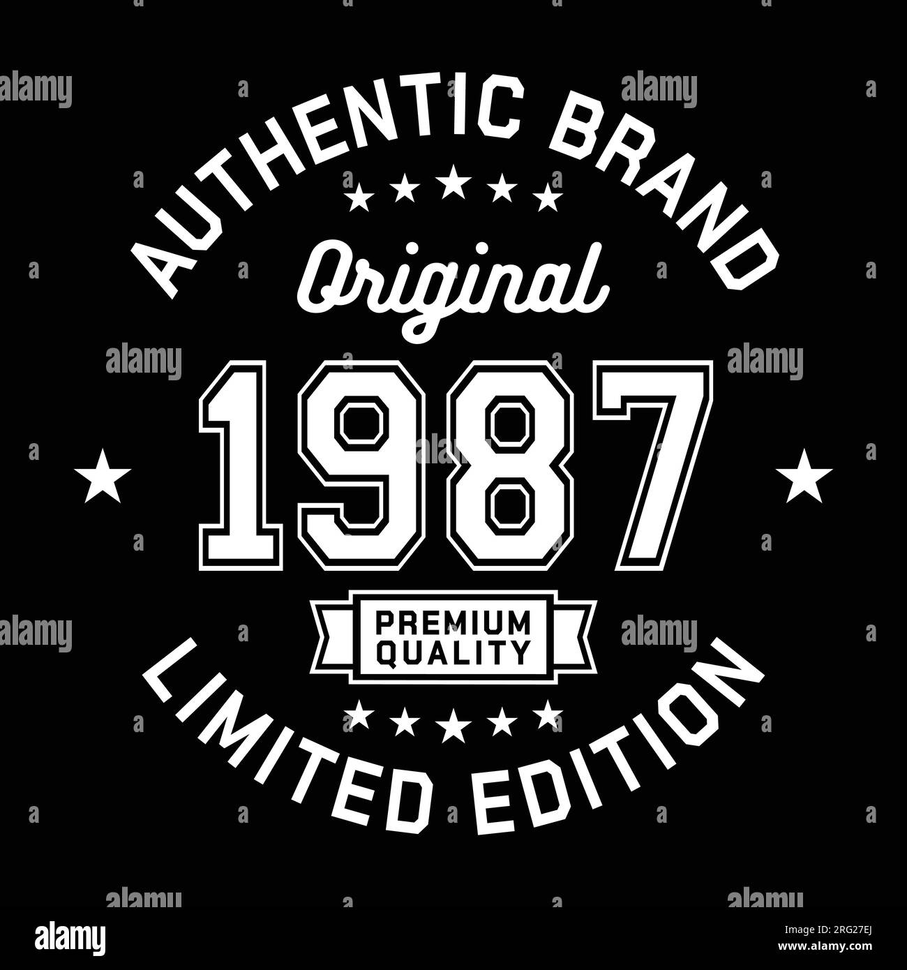 1987 Authentic brand. Apparel fashion design. Graphic design for t-shirt. Vector and illustration. Stock Vector