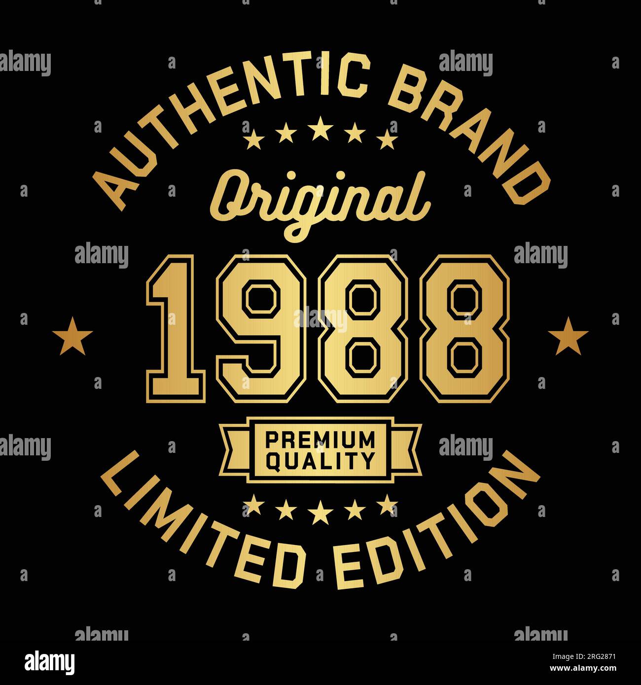 1988 Authentic brand. Apparel fashion design. Graphic design for t-shirt. Vector and illustration. Stock Vector