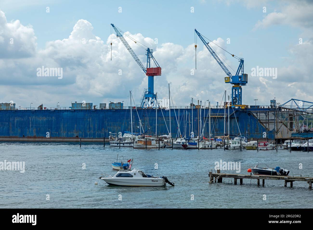 Cranes, shipyard, marina, Friedrichsort, Kiel, Schleswig-Holstein, Germany Stock Photo
