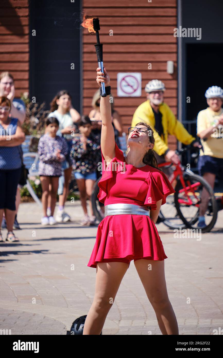 Busker duo Her Majesty's Secret Circus performing at the Halifax Busker