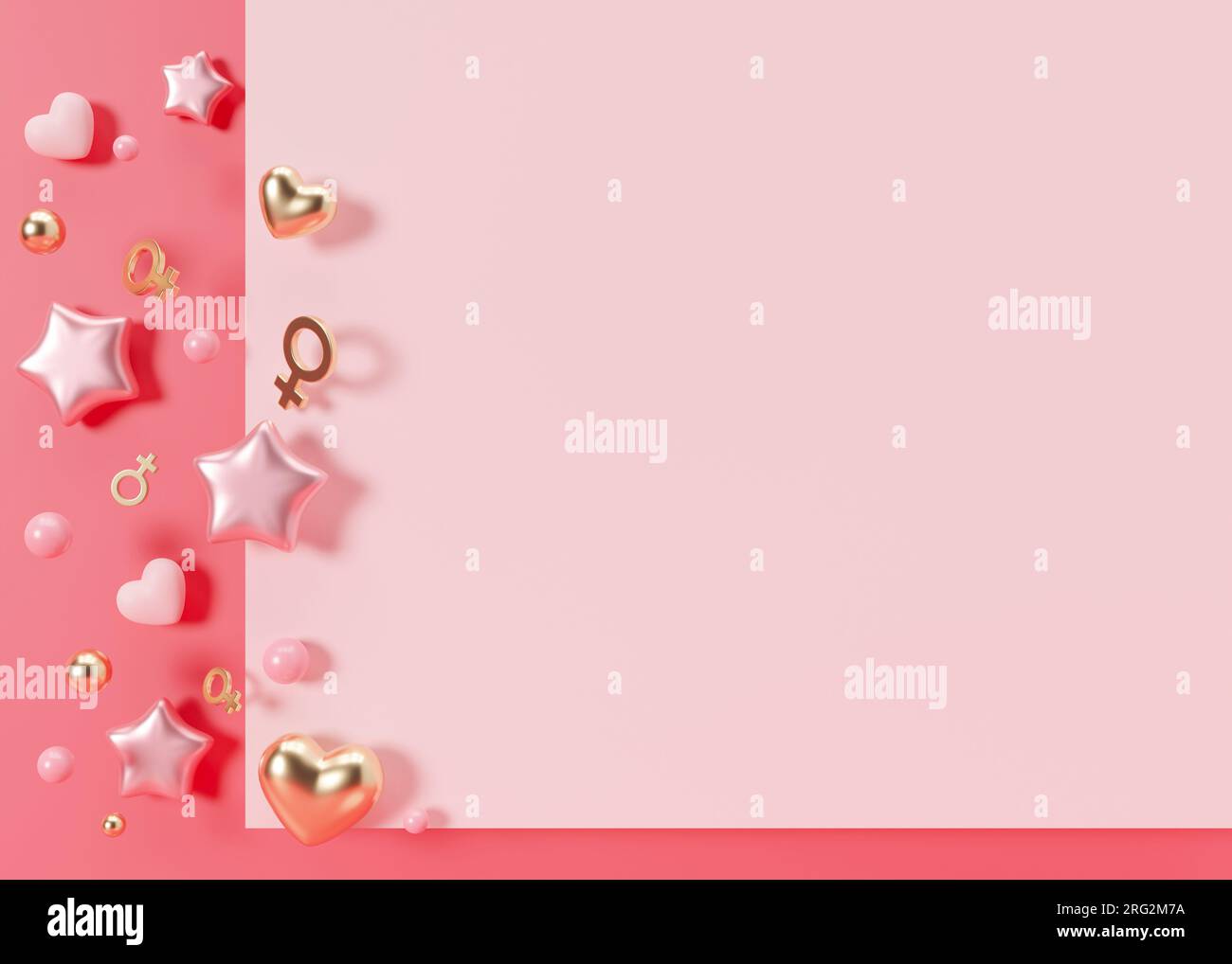 Pink background with hearts, stars, venus signs and copy space. It's a girl  backdrop with empty space for text. Baby shower or birthday invitation  Stock Photo - Alamy, image size:1300x1018