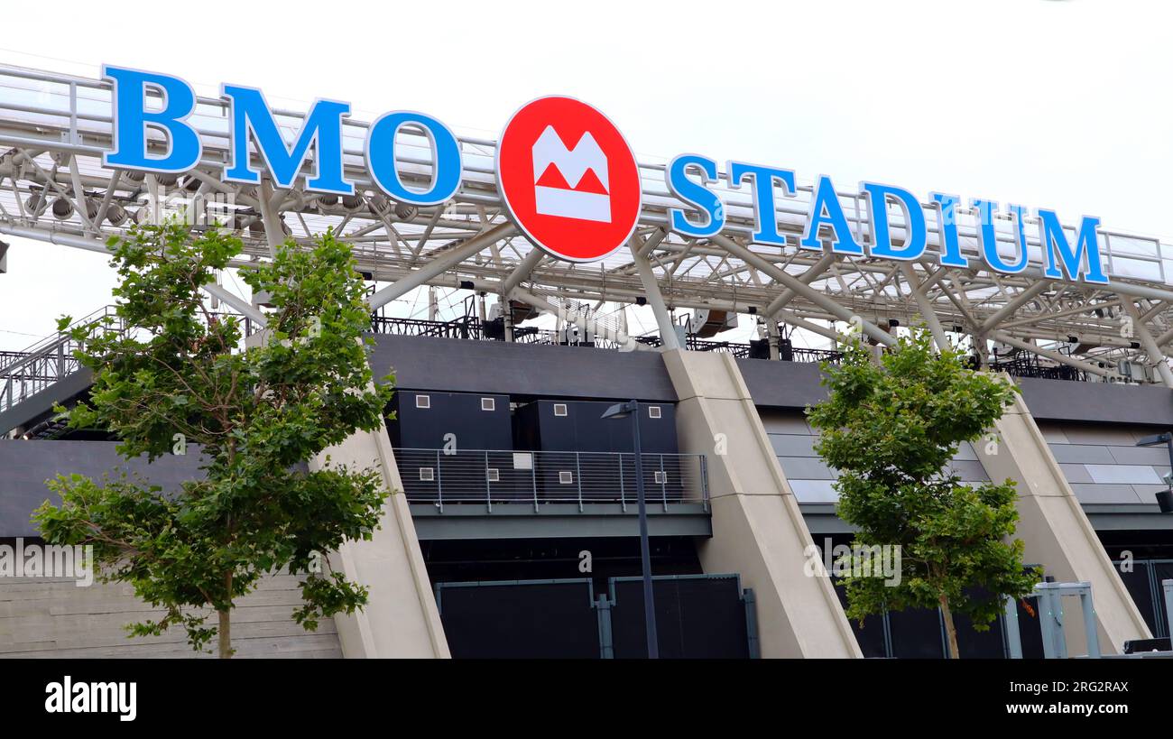 Los Angeles, California: BMO Stadium, home to Major League Soccer’s Los Angeles Football Club located in the Exposition Park Stock Photo