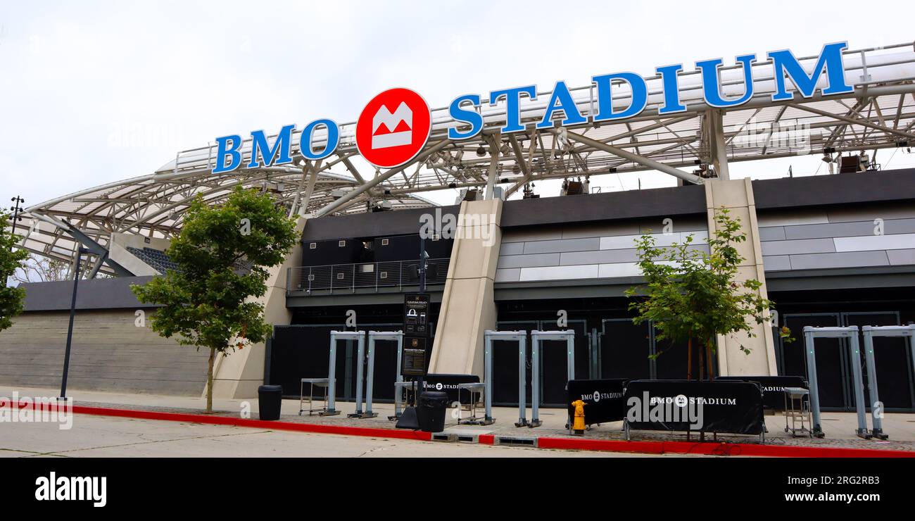 Los Angeles, California: BMO Stadium, home to Major League Soccer’s Los Angeles Football Club located in the Exposition Park Stock Photo