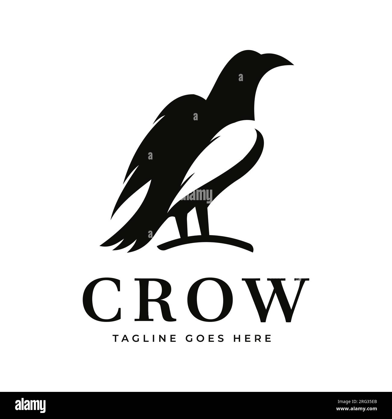 Black crow silhouette design inspiration Vintage Retro Logo design Bird Stock Vector