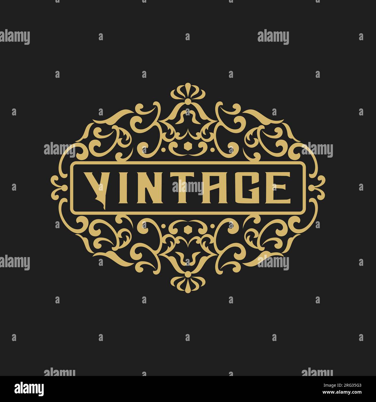 Vintage Retro Ornament Border Frame Emblem Stamp Label Logo Design Vector Stock Vector