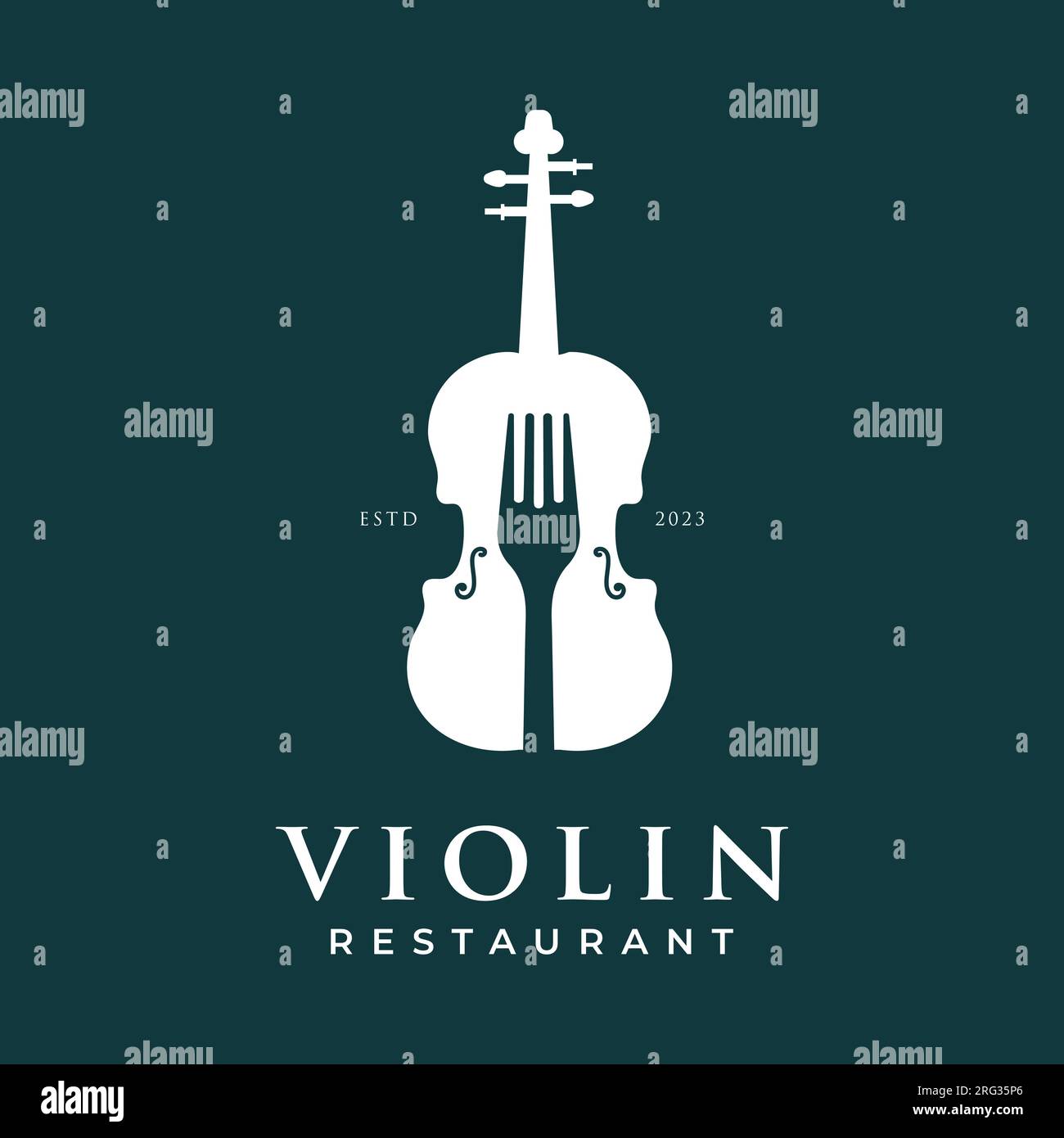 Fork Violin Music Concert for Bar Cafe Restaurant Nightclub logo design
