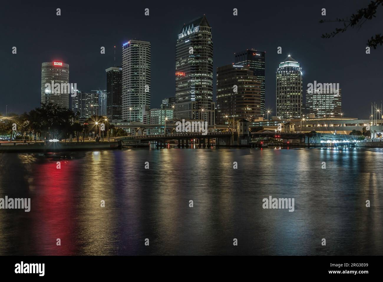 Tampa Night-time Skyline. Stock Photo