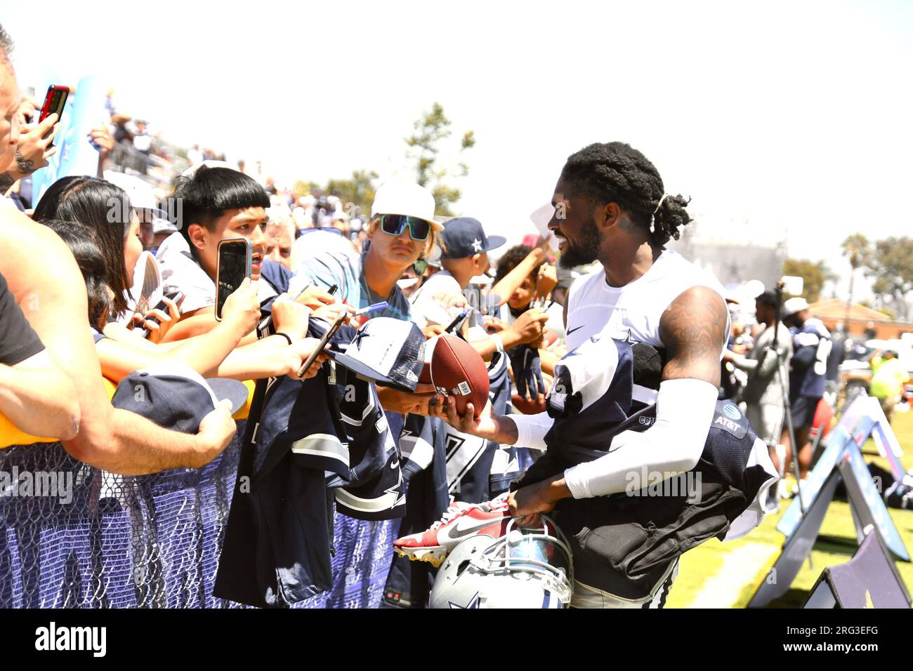 Oxnard, United States . 07th Aug, 2023. Dallas Cowboys cornerback Trevor Diggs (7) with fans