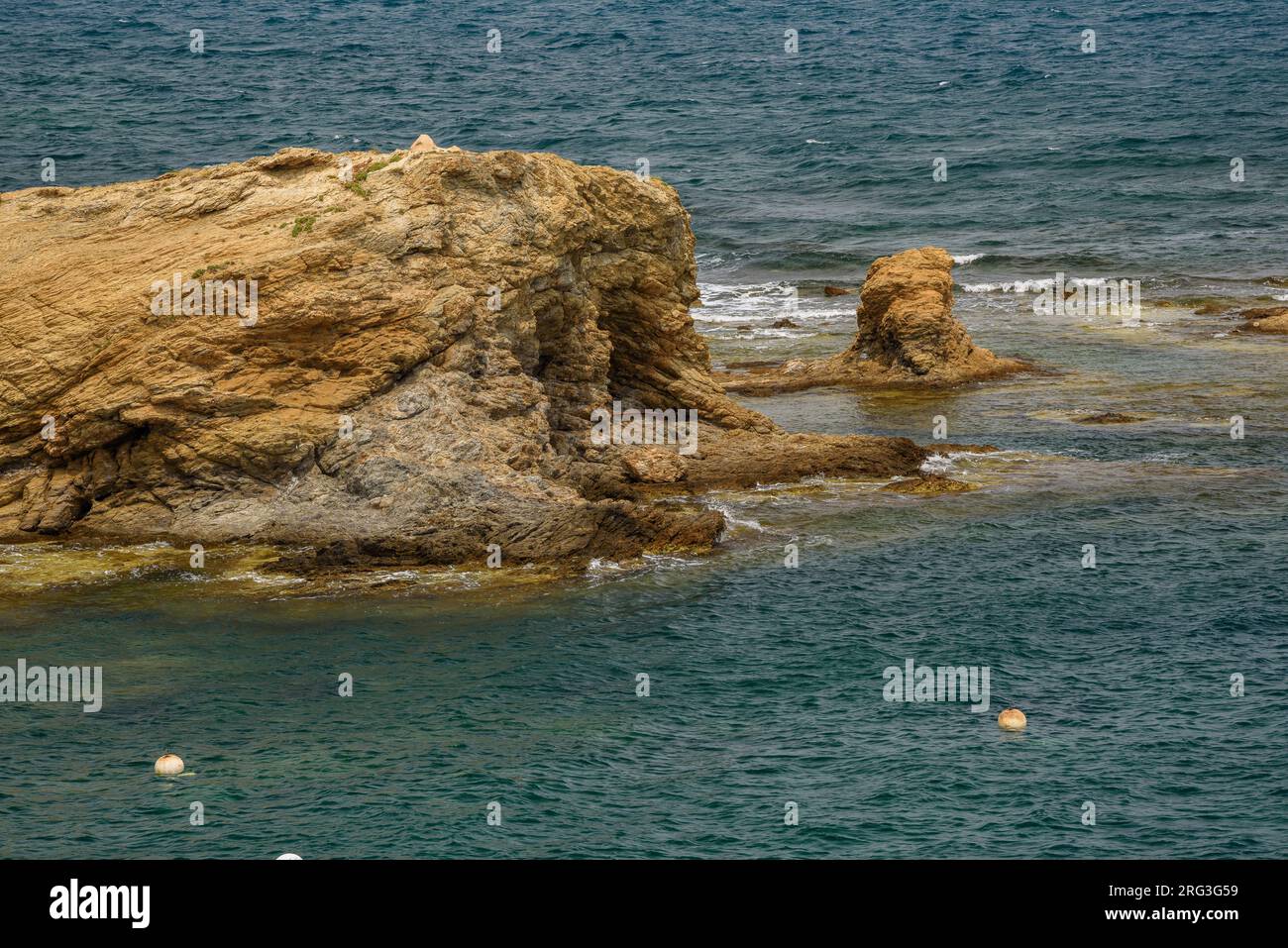 Rocks of Cap de Bol cape, near Port de la Selva, north of the Cap de Creus cape and the Costa Brava coast (Alt Empordà, Girona, Catalonia, Spain) Stock Photo
