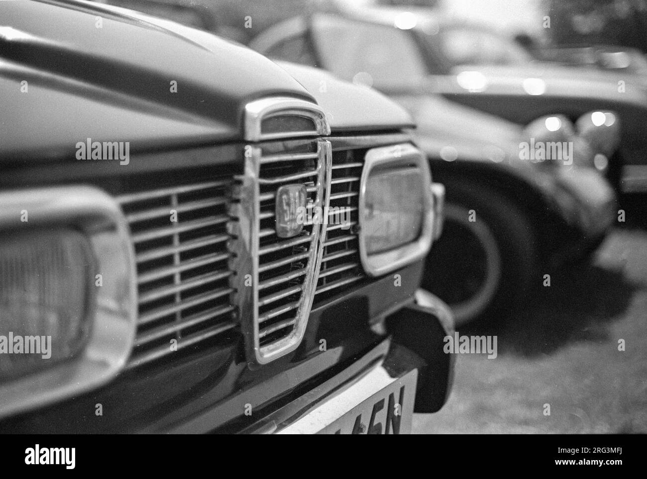 Saab 99 radio grill detail Shot on 35mm film Stock Photo