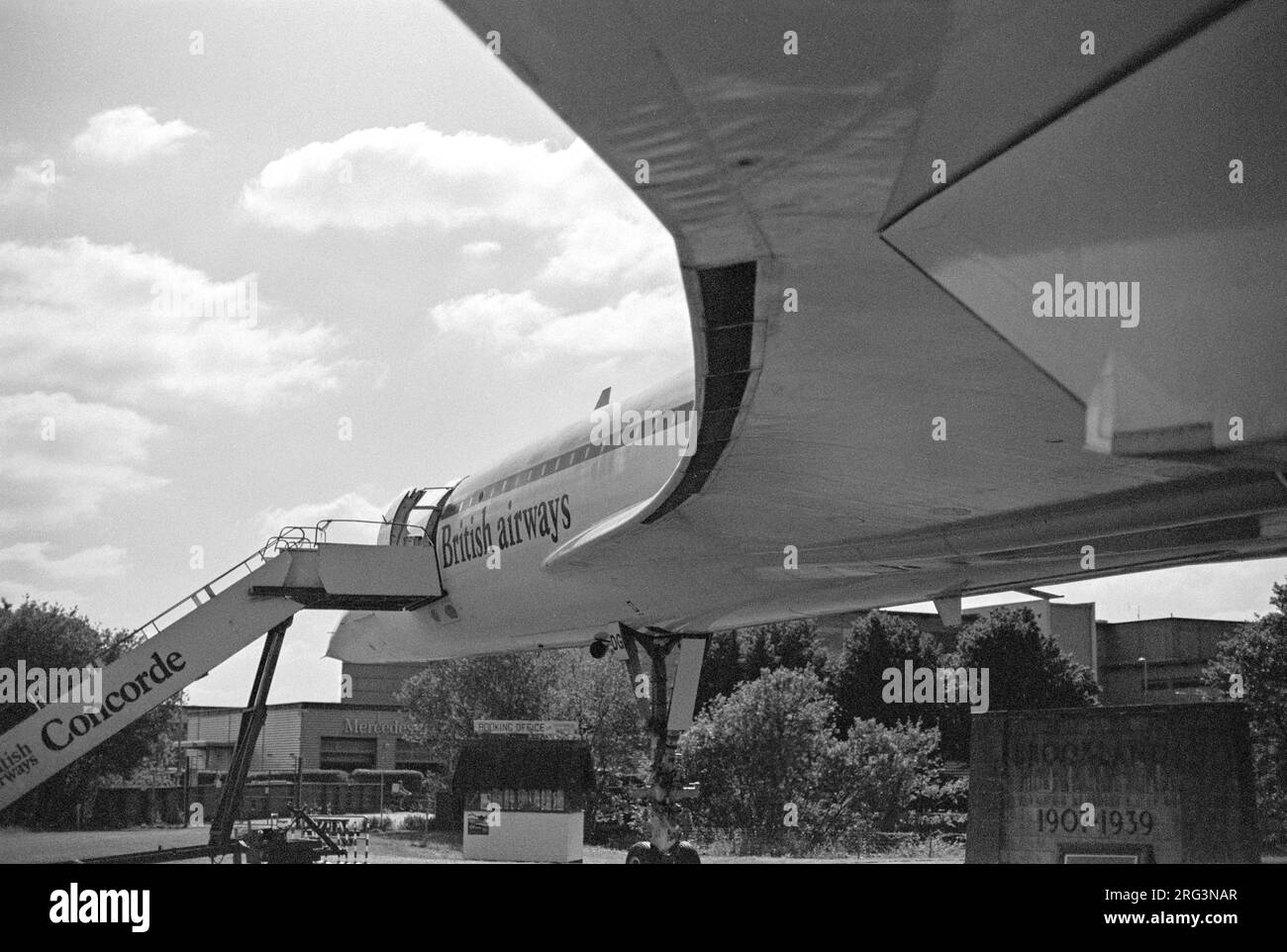 Concorde, worlds only supersonic airliner at Brooklands Shot on 35mm film Stock Photo